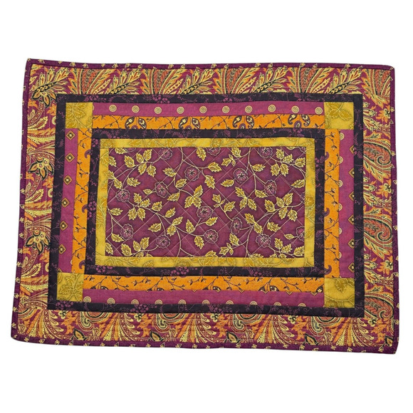 Hand Made Reversible Placemats Paisley Large 20x15 2 pc Coordinating Patterns - Picture 3 of 8